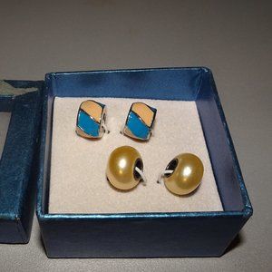 Set of (2) Cream Blue Colored Bracelet Necklace Spacer Charms